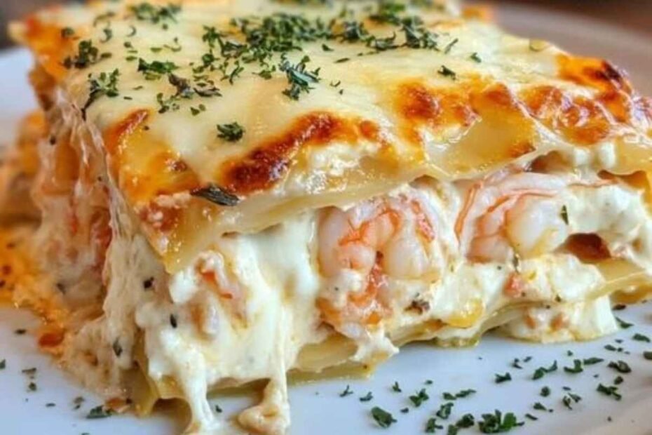 Lasagna de Camarones con Salsa Blanca y Queso Una Delicia