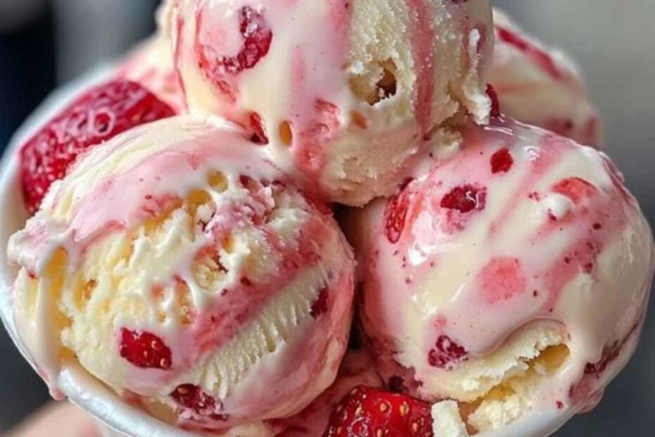 Helado de Fresa con Vainilla! Delícia Cremosa