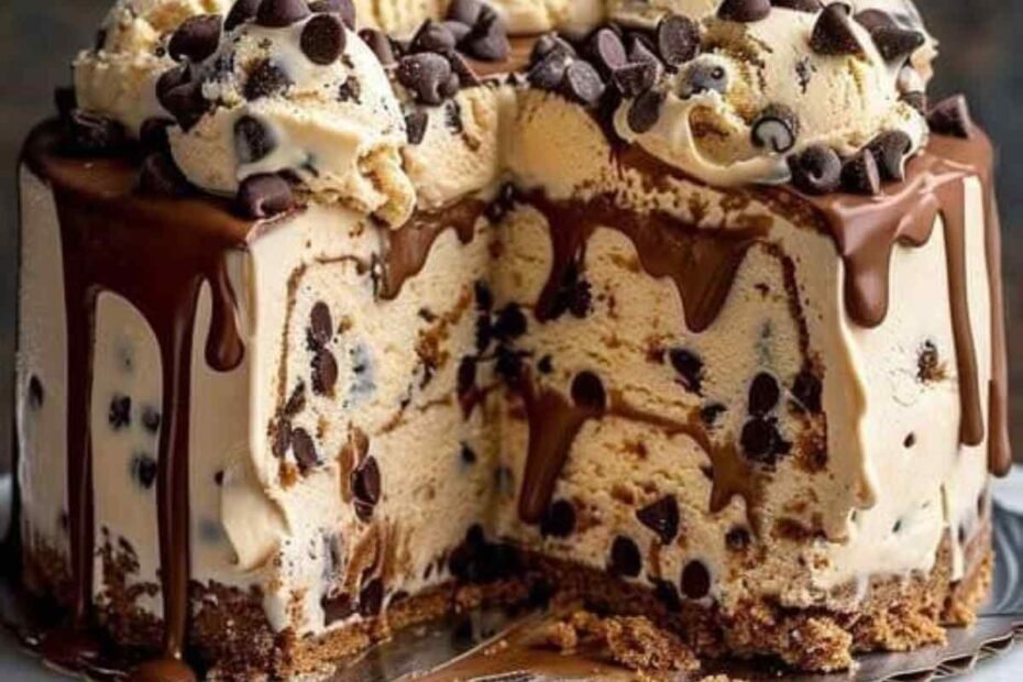 Pastel Helado de Masa de Galleta con Chispas de Chocolate! Una Delicia Cremosa y Dulce