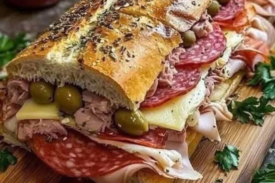 Sándwich Italiano Gigante Muffaletta! Una Explosión de Sabores en Cada Bocado