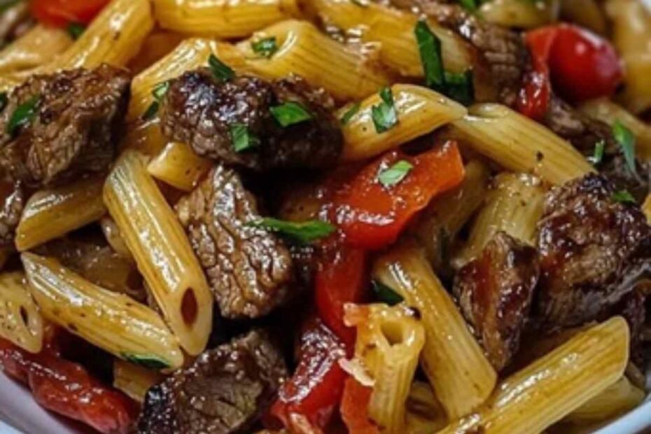 Delicia de Pasta con Bistec y Pimientos
